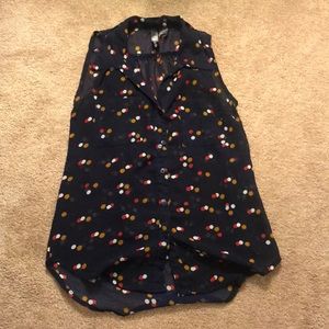 Polka Dot Button Down Blouse